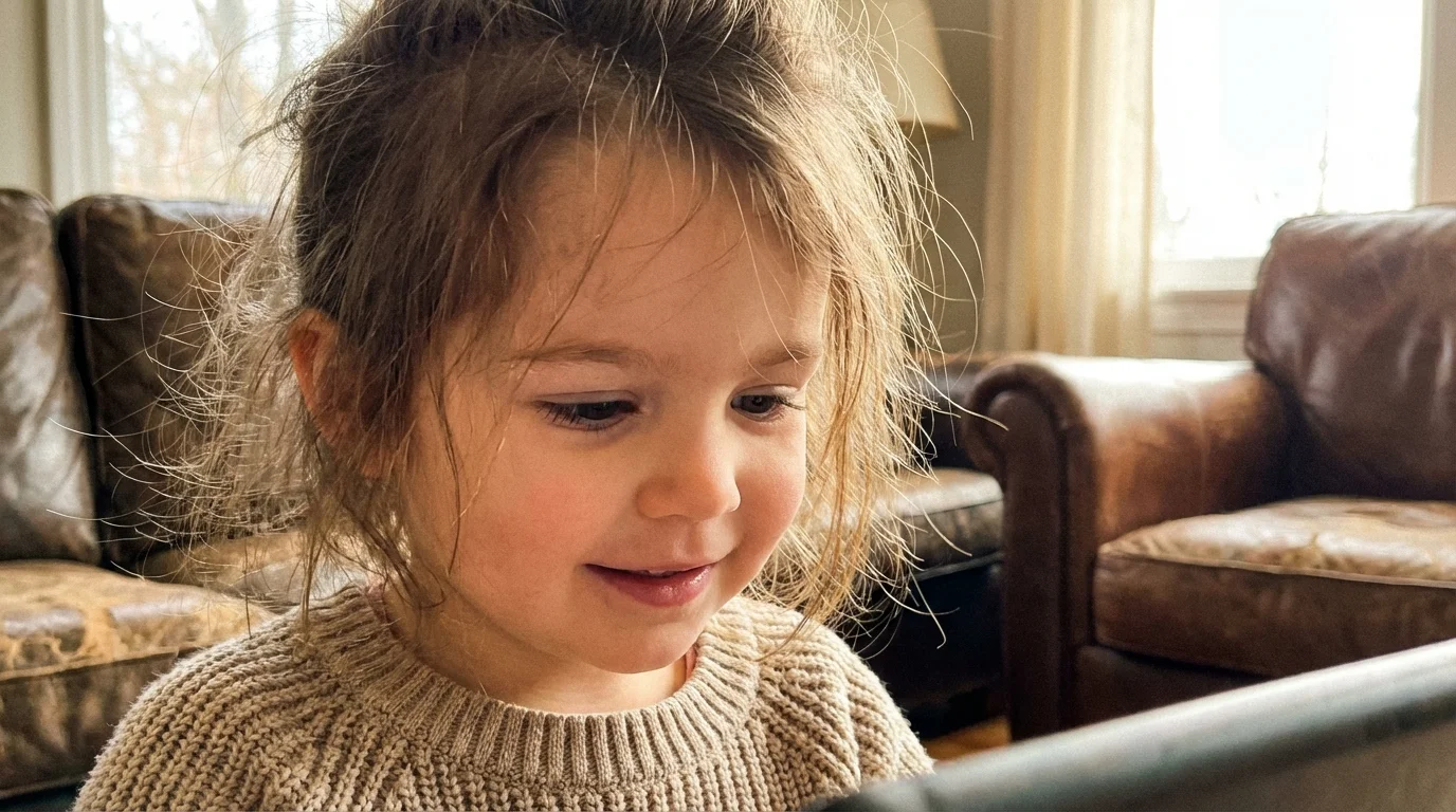 A child learning empathy and care through interactive play.